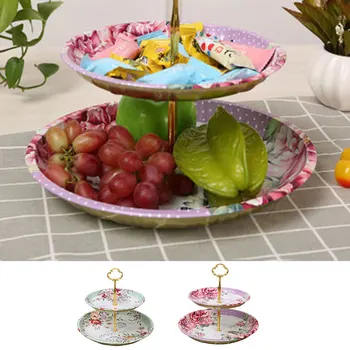 

Double Layer Tray Fruit Plate Cake Candy Dessert Storage Stand Rack Holder Decor Tea Snack Stand Set Fruit Plate