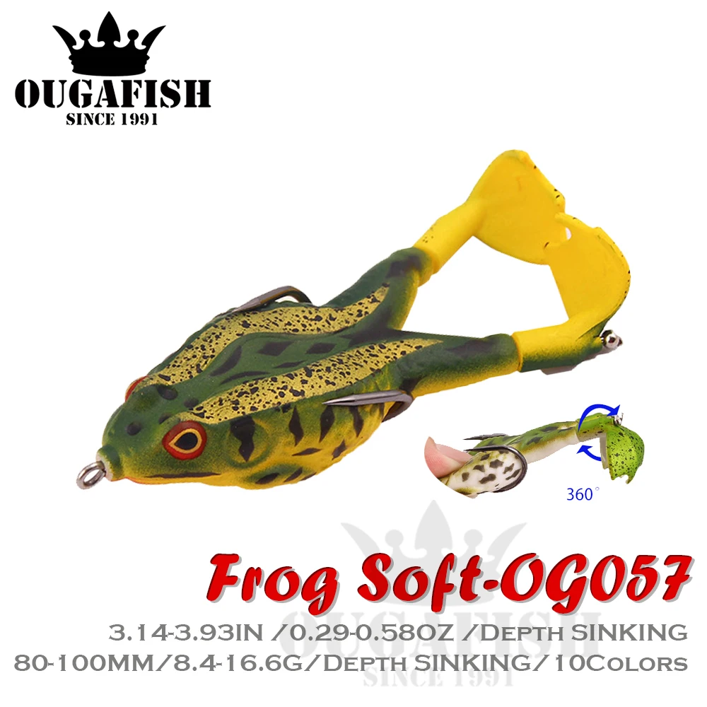 

Frog Soft Bait Lure Fishing Tackle Weights 8.4-16.6g Rotating Silicone Double Hooks Bait Floating Topwater Lures Pesca Pike Fish