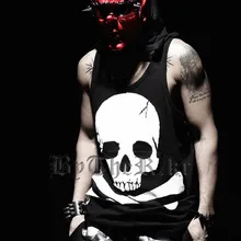 Специальное предложение стиль и рисунком в виде чередующихся черепов Цепочки и ожерелья Для мужчин платье без рукавов из чистого хлопка свободное-шерстяной жилет