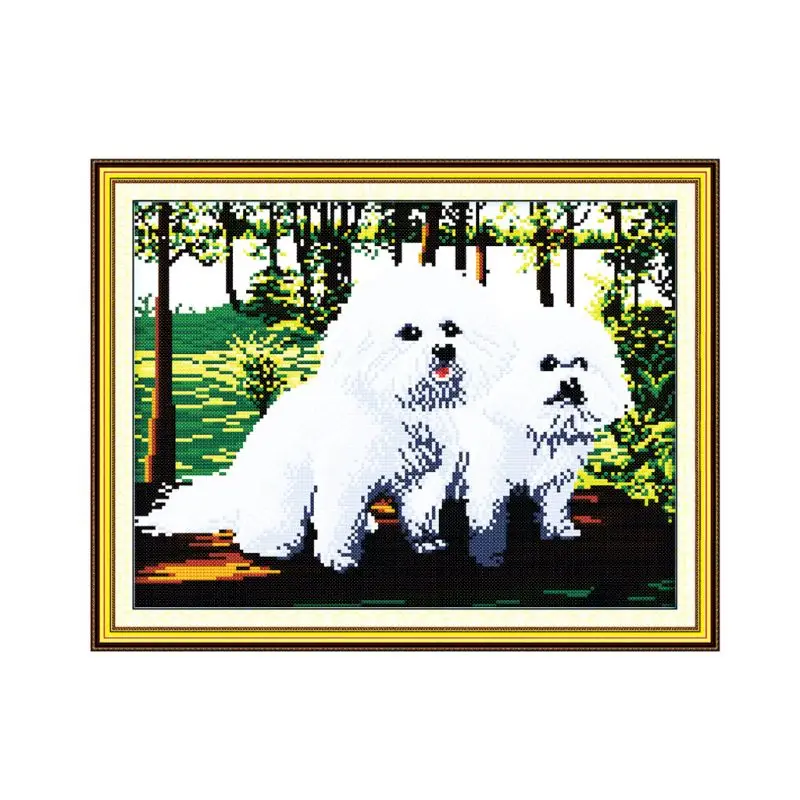 

Dog DIY Handmade Needlework Counted 14CT Printed Cross Stitch Embroidery Kit Set Home Decoration Q6PE