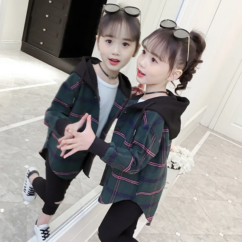 

Cn8536 GIRL'S Shirt 2019 New Style Autumn Clothing Childrenswear Children Big Boy Korean-style Western Style Plaid Shirt