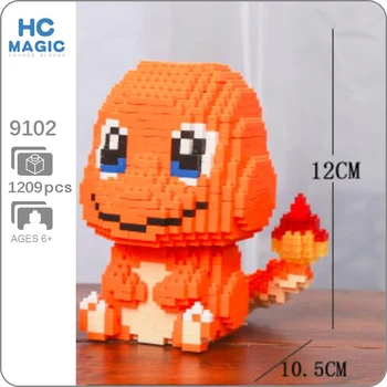 

HC 9102 Sit Charmander Pocket 3D Model 1209pcs DIY Small Mini Diamond Blocks Bricks Building Toy for Children no Box