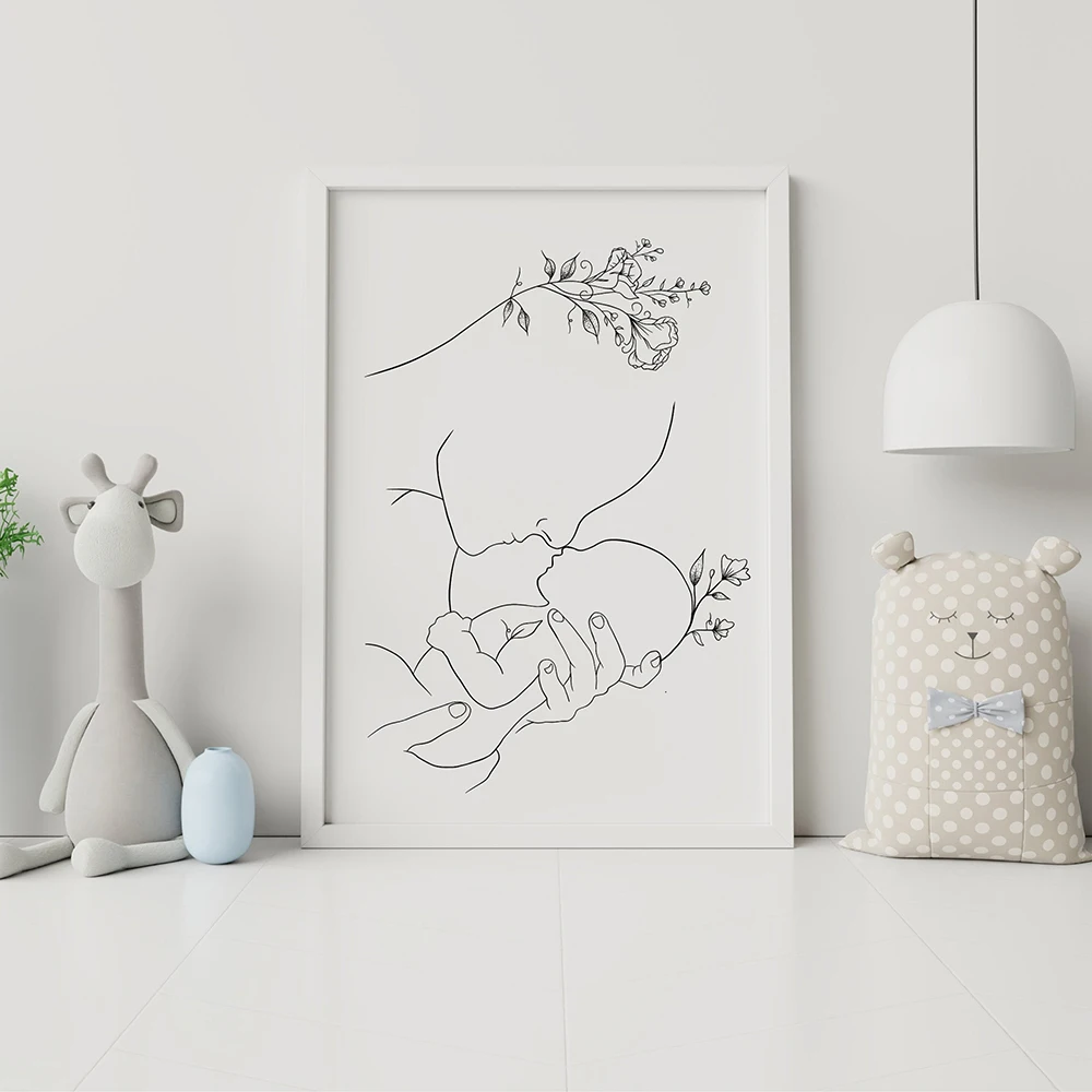 Mother-and-Baby-Child-Art-Line-Drawing-Posters-Abstract-Minimalist-Wall-Art-Canvas-Print-Painting-Nursery (1)