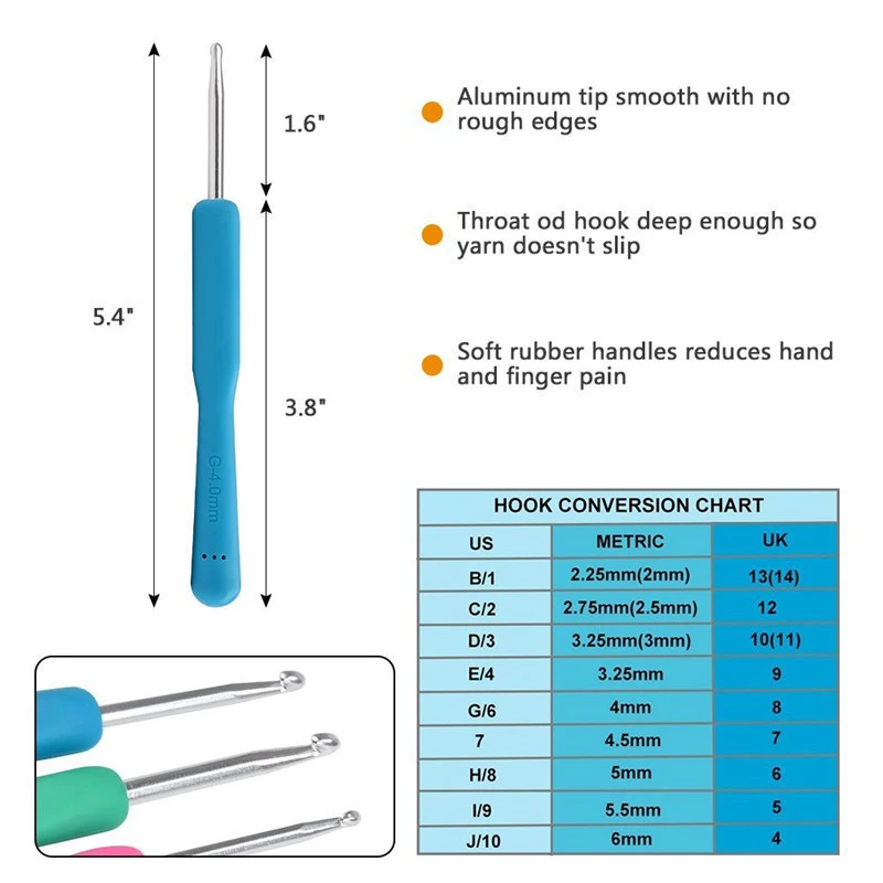 

Aluminum Crochet Hooks Set Knitting Needles Afghan Hooks Kits Accessories with Carry Box @LS