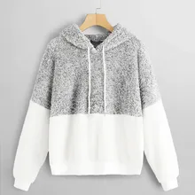 Пушистые толстовки, Женская толстовка, плюшевый зимний теплый пуловер с длинным рукавом в стиле пэчворк, Свободные повседневные женские топы, sudadera mujer