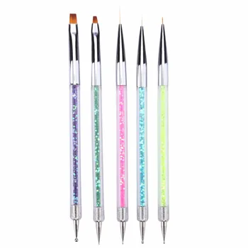 

5Pcs/set Dual-ended Nail Dotting Pen Crystal Beads Handle Rhinestone Studs Picker Wax Pencil Manicure Nail Art Tool Two Use New