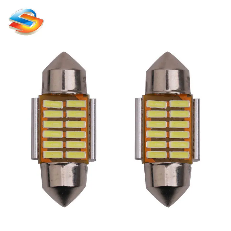 1pcs 28mm/31mm/36mm/39mm/41mm 12SMD 4014 Wedge LED Bulb C10W C5W Festoon Mirror Dome Reading Door Number Lamp White/Ice blue | Автомобили
