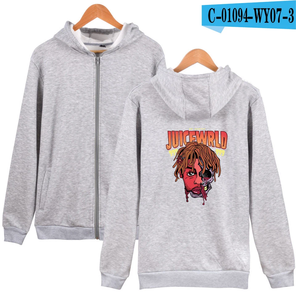 Juice Wrld хип хоп Толстовка рэппера для женщин и мужчин на молнии модные хип хоп повседневные толстовки толстовка на молнии - Цвет: Gray