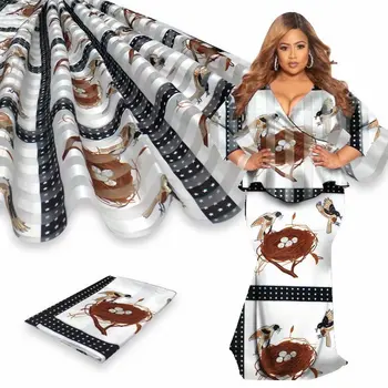 

Organza Silk Ribbon Fabric High Quality Wax Prints Silk Fabrics For Women Dress 4+2yards