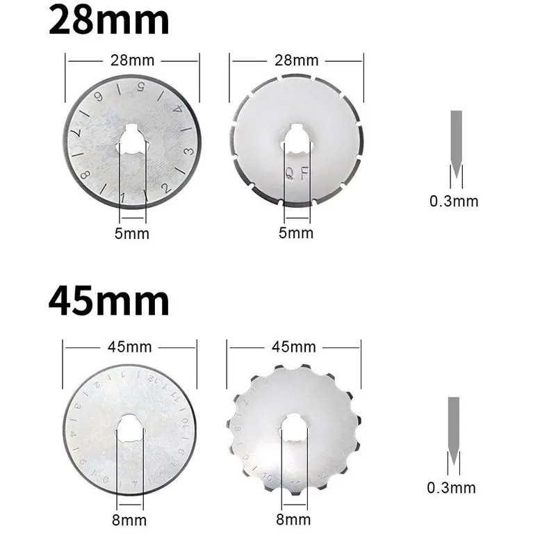 10pcs 60MM Rotary Cutters Spare Blades Quilters Sewing Cut Fabric Leather  Vinyl Paper Rotary Cutter Blades