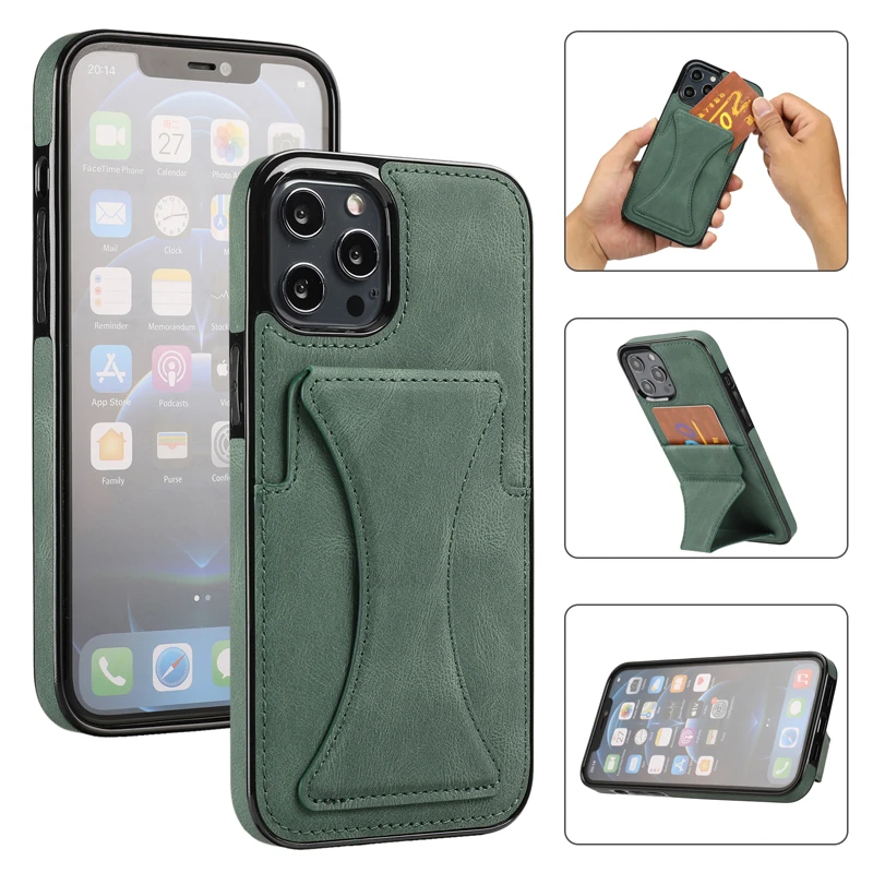 New Case for iPhone 13 Pro Max 11 12 Pro Max XS Max XR 7 8 Plus Funda Card Slot Coque Bracket Protective Phone Case Cover Capa iphone 13 pro case clear