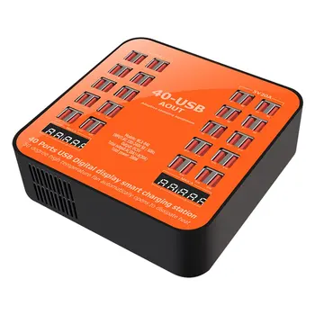 

200W 40 Port Usb Wall Charger Dual Smart Charging Station With Foldable Plug Usb Charger For Travel Home Digital Display