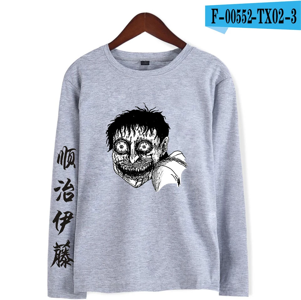 Junji ito 2D модные принтованные футболки женские/мужские повседневные футболки с длинным рукавом Новое поступление, горячая Распродажа, трендовая футболка - Цвет: Слоновая кость
