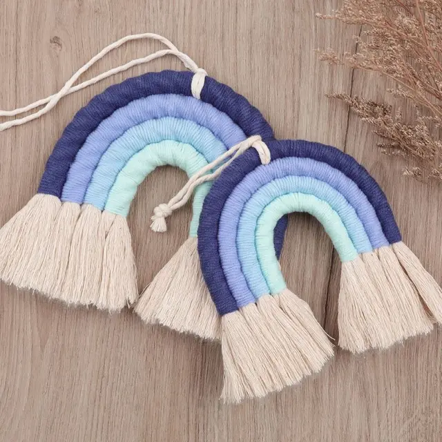 Macrame Woven Wall Hanging Boho Chic Room Rainbow Tapestry Art Beautiful Apartment Dorm Room Decoration 1