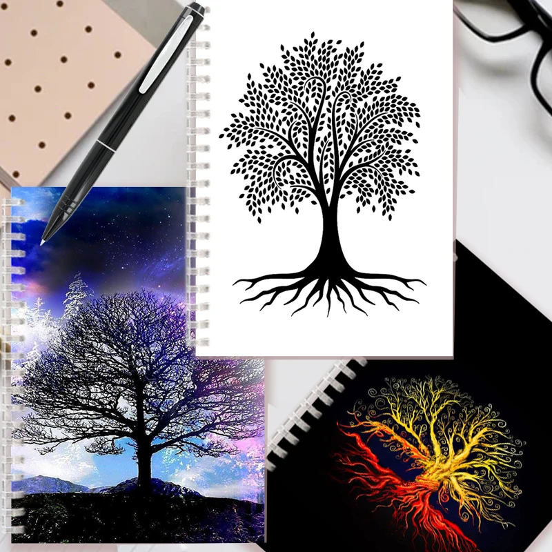 Tree Of Life Spiral Notebook Faith Belief Note Book Inspirational Super Plant Dairy Journal Black White Art Cover Blank Line