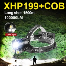 

XHP199 Powerful Headlamp Headlight 18650 USB Rechargeable LED Head Lamp Torch XHP160 High Power COB Head Flashlight For Fishing