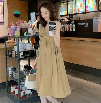 

Poungdudu maternity pregnant women dress skirt Korean fashion loose sleeveless vest dress long skirt Real shot spot