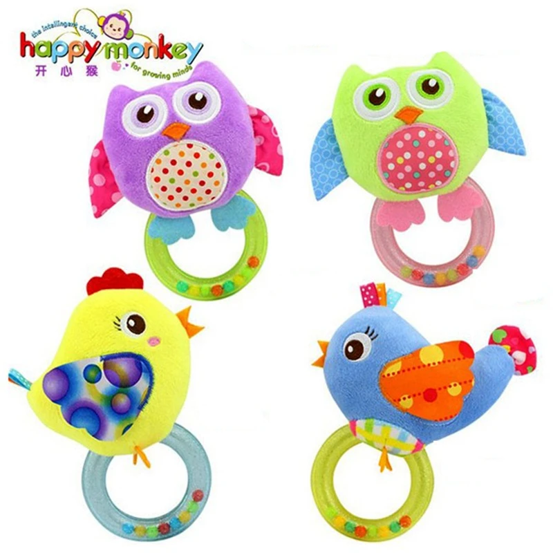 

2019 Newborn Baby Infant Animal Soft Rattles Teether Hanging Bell Plush Bebe Toys Ring Bell newborn baby rattle