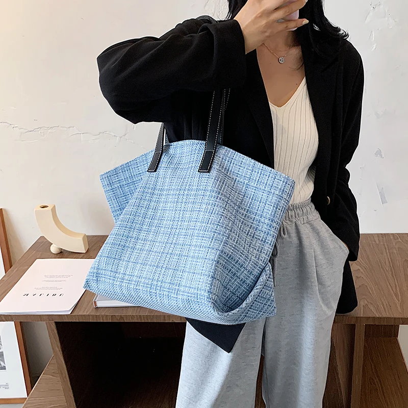 

Simple, Large-capacity, Practical Bags, Women's Bags, 2020 New Trendy Fashion Burlap Canvas Shoulder Bag, Niche Design Tote Bags