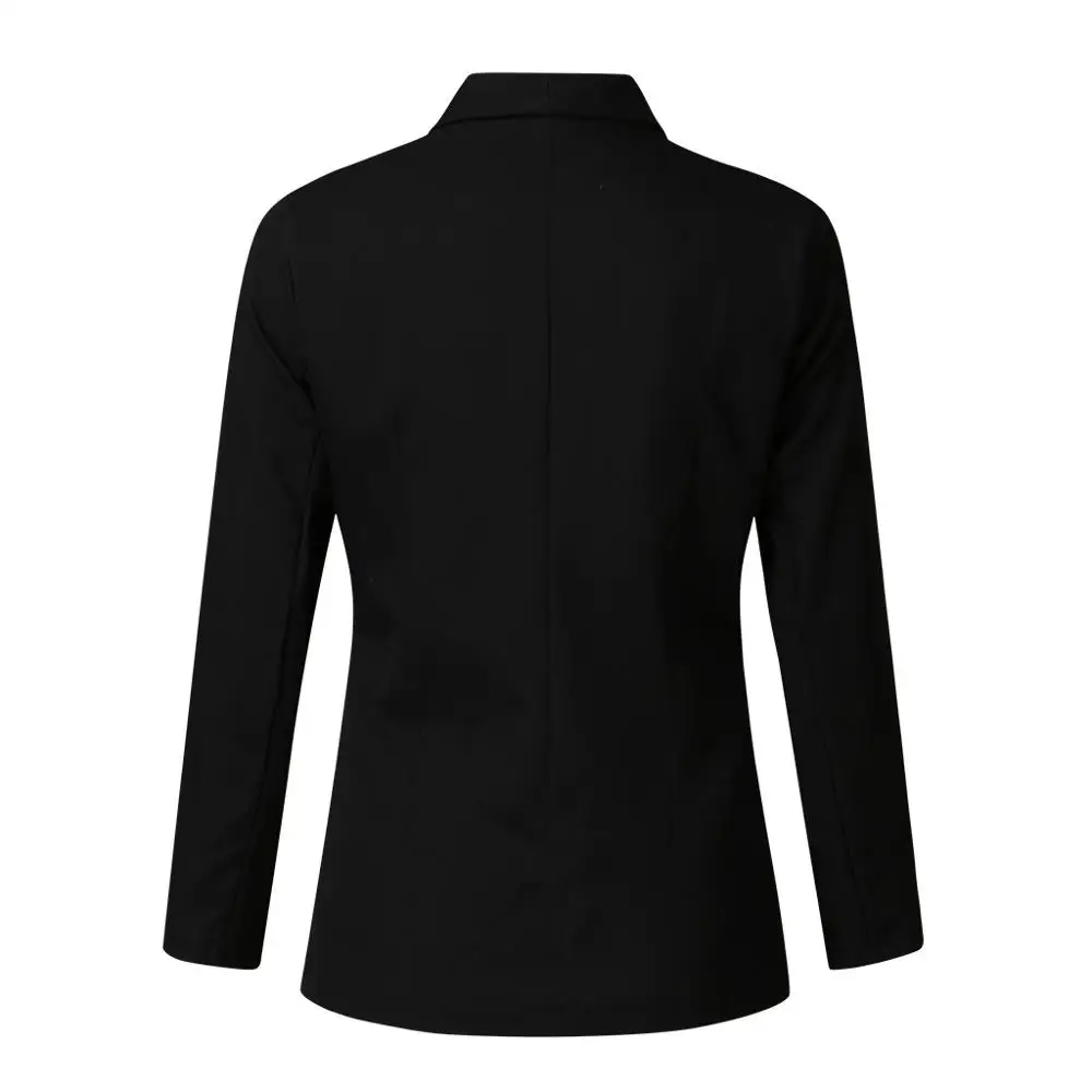 Блейзер Mujer Женский Осенний плюс размер однотонный открытый передний длинный рукав вырубленный Повседневный офисный Длинный блейзер Mujer Elegante