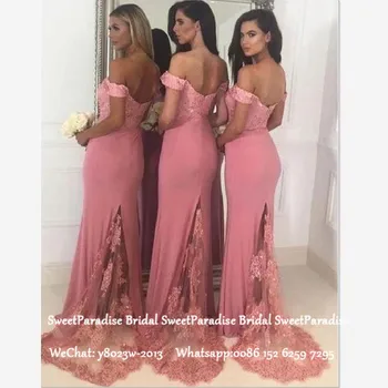 

Lace Off Shoulder Bridesmaid Dresses With Appliques Beads Women Long Mermaid Formal Wedding Guest Dress Party Gown