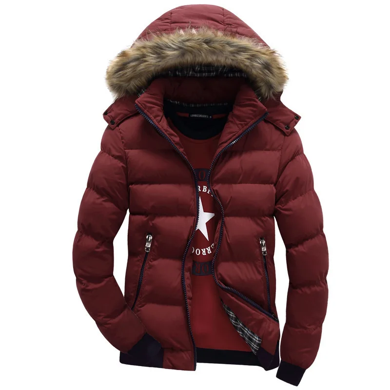 Мужские зимние куртки 4XL Толстая парка с капюшоном и меховым воротником мужские пальто повседневная стеганая мужская куртка мужская одежда
