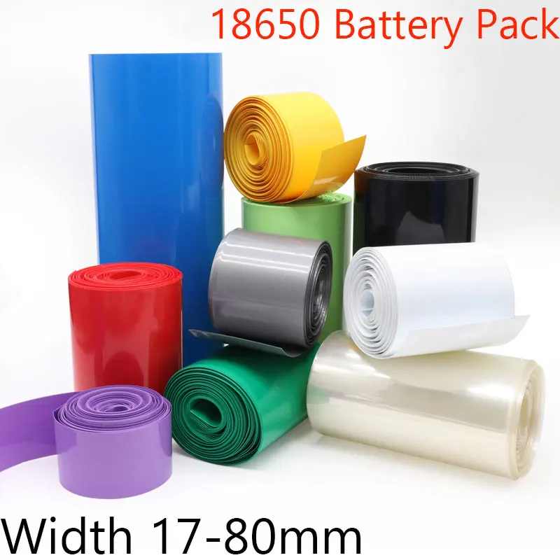 18650 Lipo Battery PVC Heat Shrink Tube Pack Width 17mm 80mm