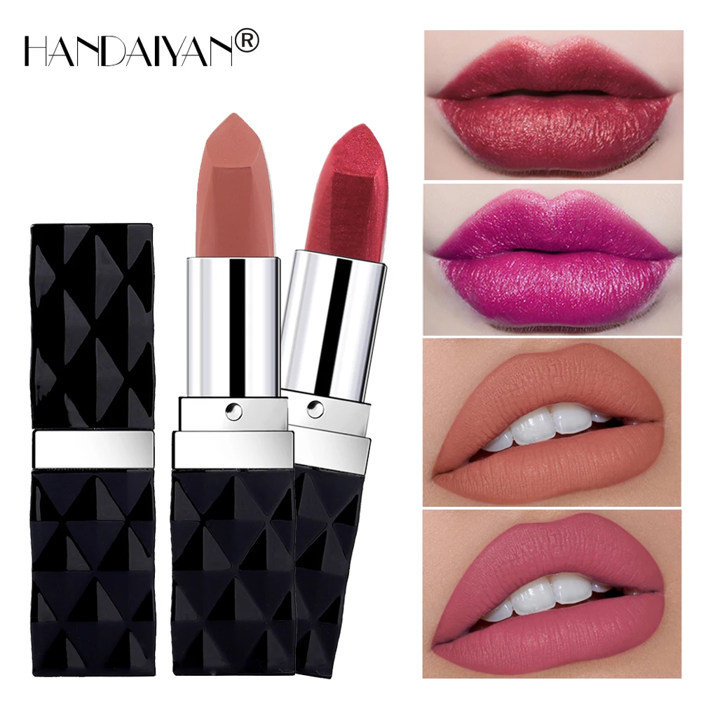 

Waterproof Matte Lipstick Nude Batom 12 Colors Metal Long Lasting Lipsticks Glitter Shimmer Lip Stick Makeup Korean Cosmetic