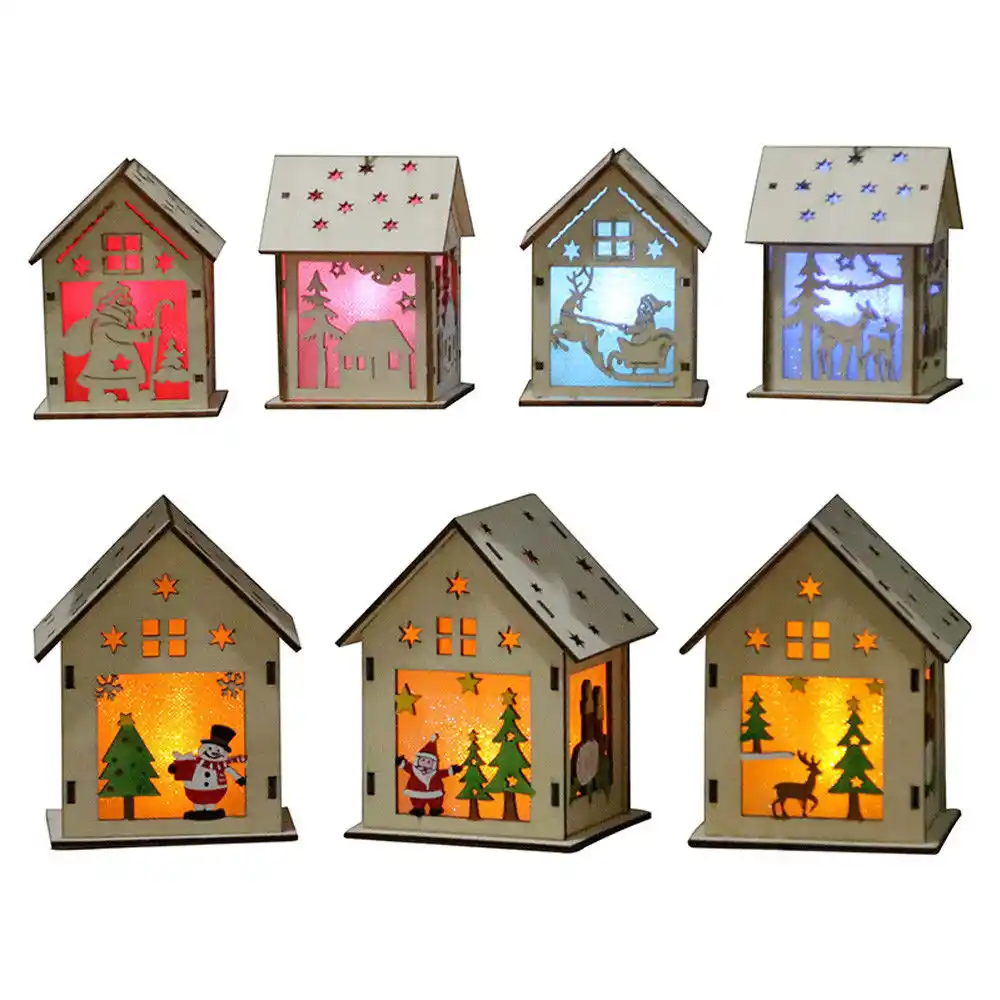 Wood House Lamp Outdoor Wedding Xmas Decor Hanging Ornaments Multi Wood House Lamp Outdoor Wedding Xmas