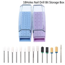 18 отверстий коробка для хранения сверл для ногтей пустая подставка дисплей Контейнер чехол для ногтей Резак для фрезерного станка аксессуары для маникюра