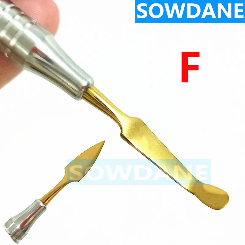 2 pieces F Набор для отбеливания зубов из композитной смолы, наполняющий шпатель с титановым покрытием, набор наполнителя из смолы, стоматологический инструмент с толстой ручкой, набор для восстановления - Цвет: 2 pieces F