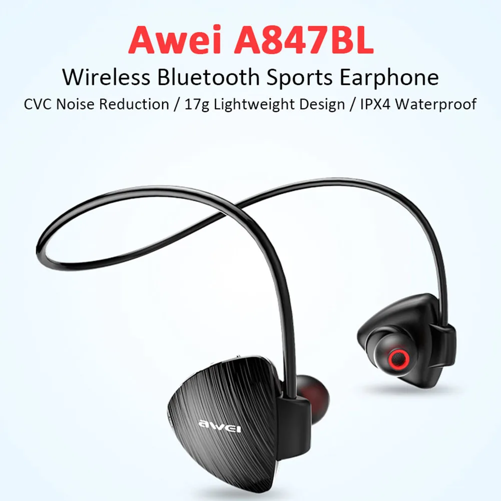 AWEI Waterproof bluetooth earphone Sport Running Wireless Headphones Stereo Bass Headset With Mic For Phone iPhone headphones