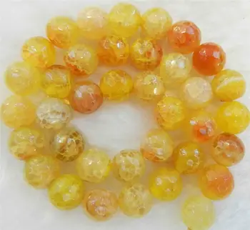 

2pcs Faceted 6mm Yellow Dragon Veins Round Gem stones Loose Beads 15"