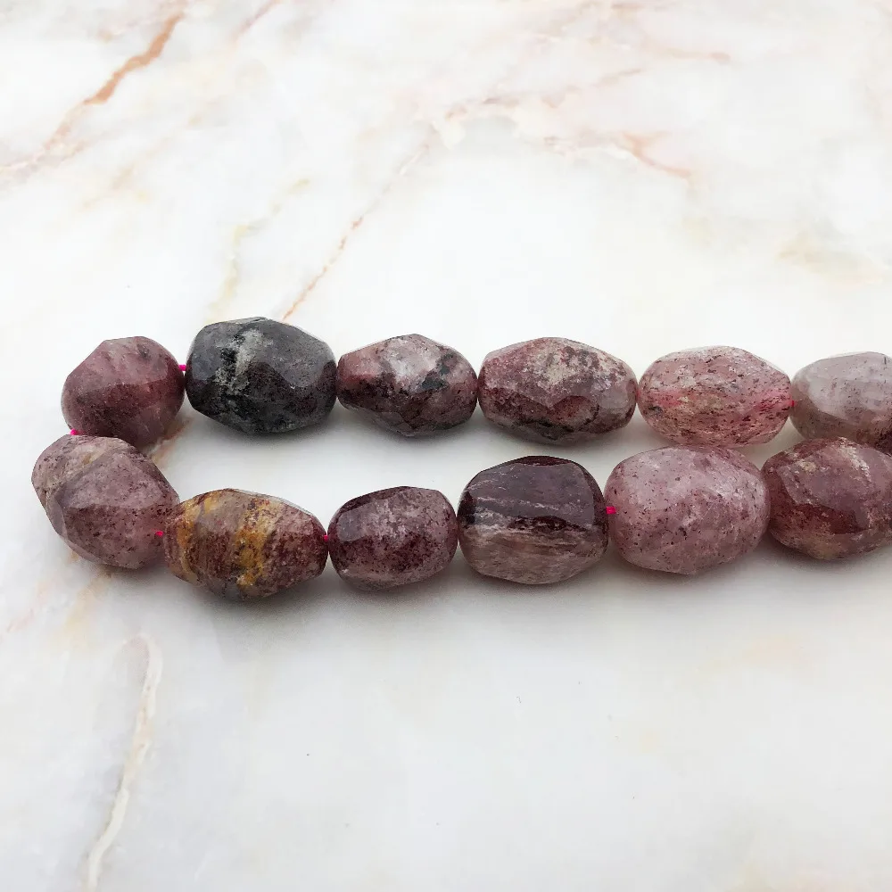 Natural Polished Faceted Red Strawberry Stone Top Quality Quartz Druzy Irregular Quartz Nugget Big Size Beads For Jewelry Making