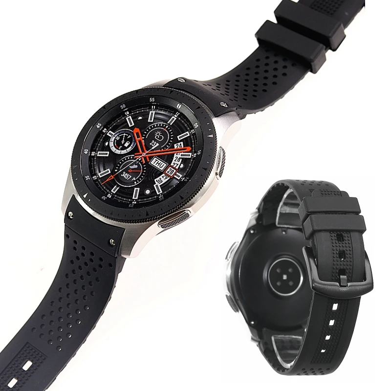 Ремешок силиконовый для Samsung Gear S3 S4 Galaxy Watch 46 мм стильный высококлассный браслет
