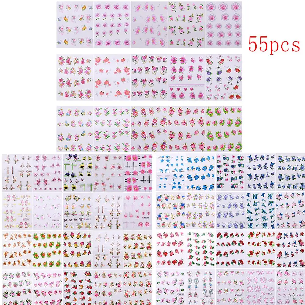 New nail art decorative nail watermark stickers 55 flowers and nature BJC series 55pcs / set Nail tools DIY nails Nail shop Hous