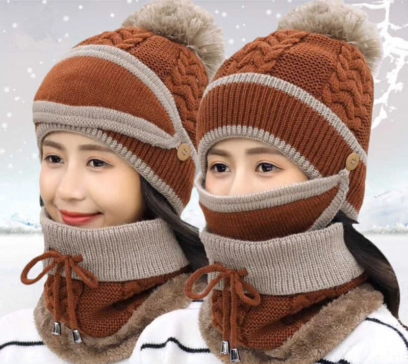 Женская Мужская зимняя шапка теплая Толстая шапочка шапка шарф для зимы вязаная Лыжная вязаная шапка
