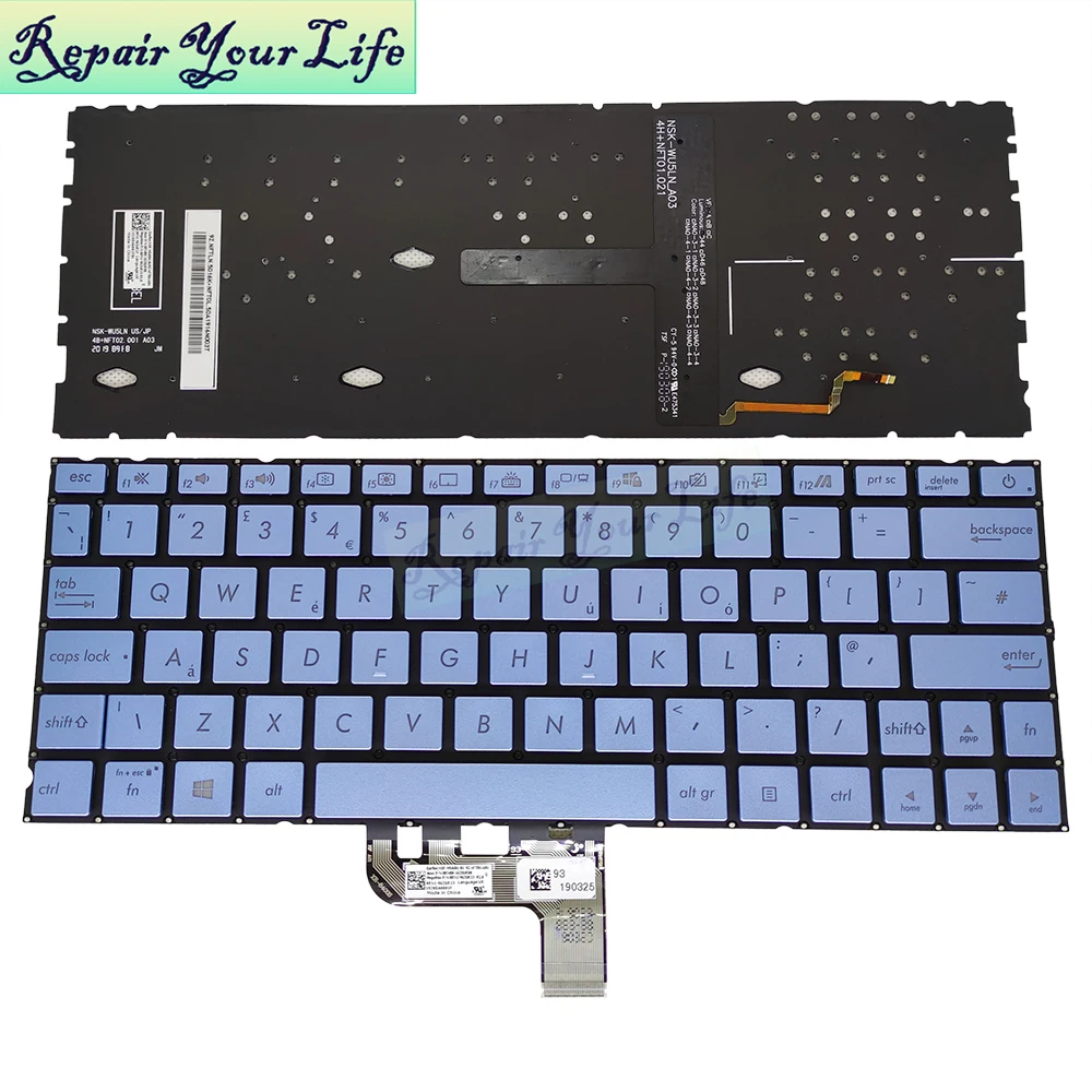 Teclado Portátil Japonês Azul Teclados Retroiluminados para Asus Zenbook 13 Ux334 Ux334fl Ux334fa 0knb0 1620jp00 162hjp00 Russo jp Reino Unido - Imagem 3