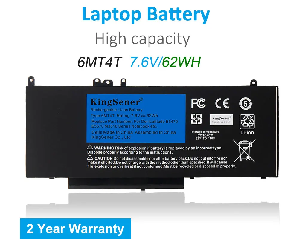 Kingsener-bateria Dell Latitude 6mt4t 7.6v 62wh Dell Latitude E5470 E5570 M3510 15.6 Sereis 7v69y Txf9m 79vrk 07v69y Ferramentas Gratuitas - Imagem 3