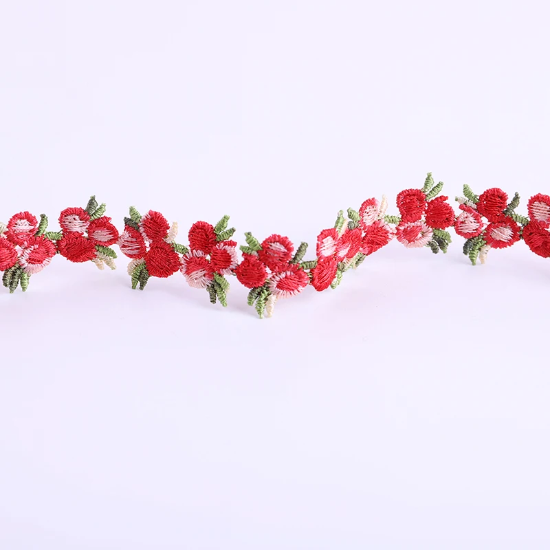 Lace Sewing Accessories 2Yards Cherry Flower Embroidery Trim for DIY Clothes Necklace Collars