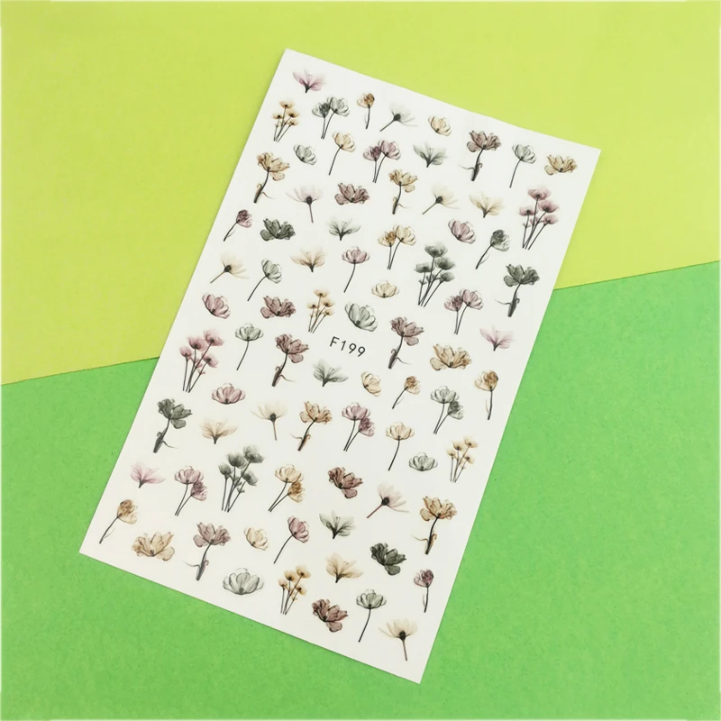 3D наклейки для ногтей с тиснением цветущим цветком клейкие маникюра украшения