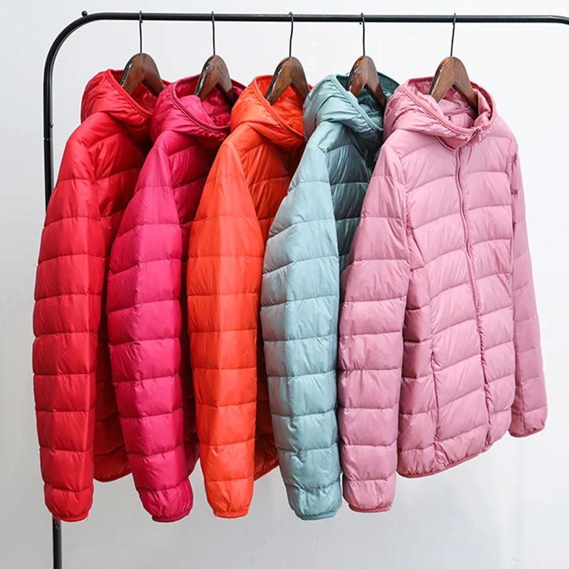 Kopen Hoge kwaliteit 2019 Nieuwe Herfst Winter Vrouwen Dunne Witte Eend Donsjack Parka Vrouwelijke Ultra Licht Down Jas Korte Tops plus Size