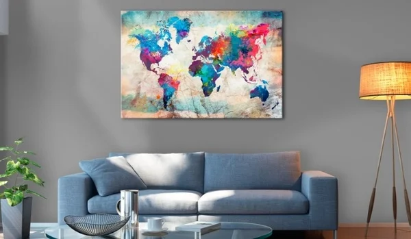 World Map Art Wall Poster - Printing On Canvas