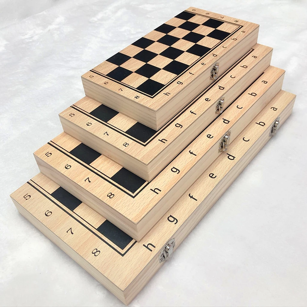 Chess Checkers Backgammon 3 in 1 Set Portable Folding Travel Chess Board for Kids Adults - 4 Sizes Available