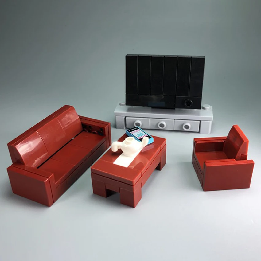 New Legoinglys Furniture MOC American Sofa Desk Table Building Blocks MOC Home Figures Accessories Bricks Sets DIY Kids Toys (6)