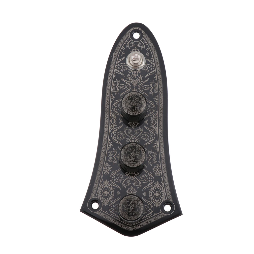 Premium Iron Bass Circuit Switch Control Plate With Classical Decorative Pattern Stringed Instruments for Jazz Bass