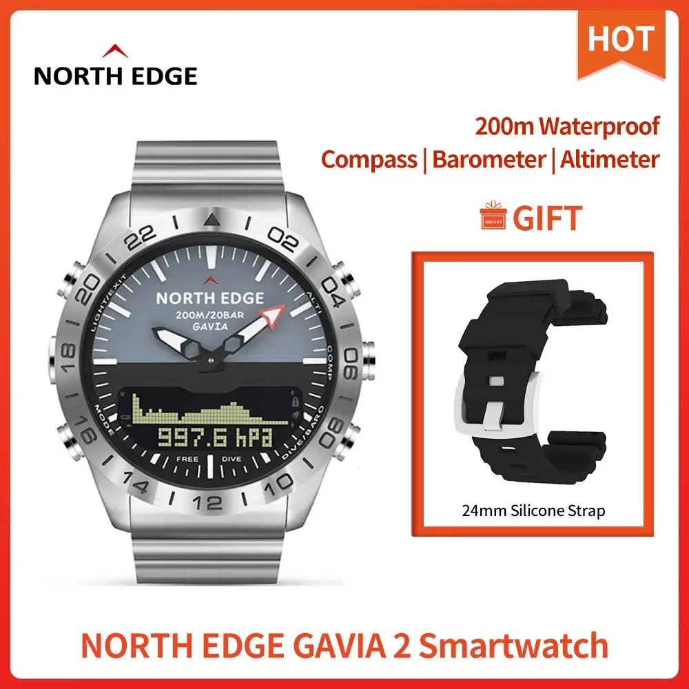 Original North Edge Gavia 2 Business Smart Watch Luxury Full Steel
