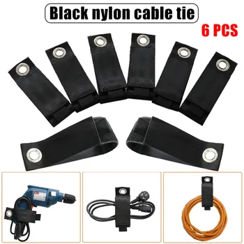 

6pcs Extension Cord Holder Organizer Heavy-Duty Hook and Loop Storage Strap Cable Hose Rope Wrap and Hanger S7