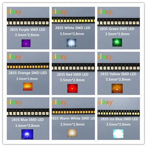 100 шт./лот SMD светодиодные диоды 2835 Diode 3528 LED Diodo Kit зеленый красный теплый белый