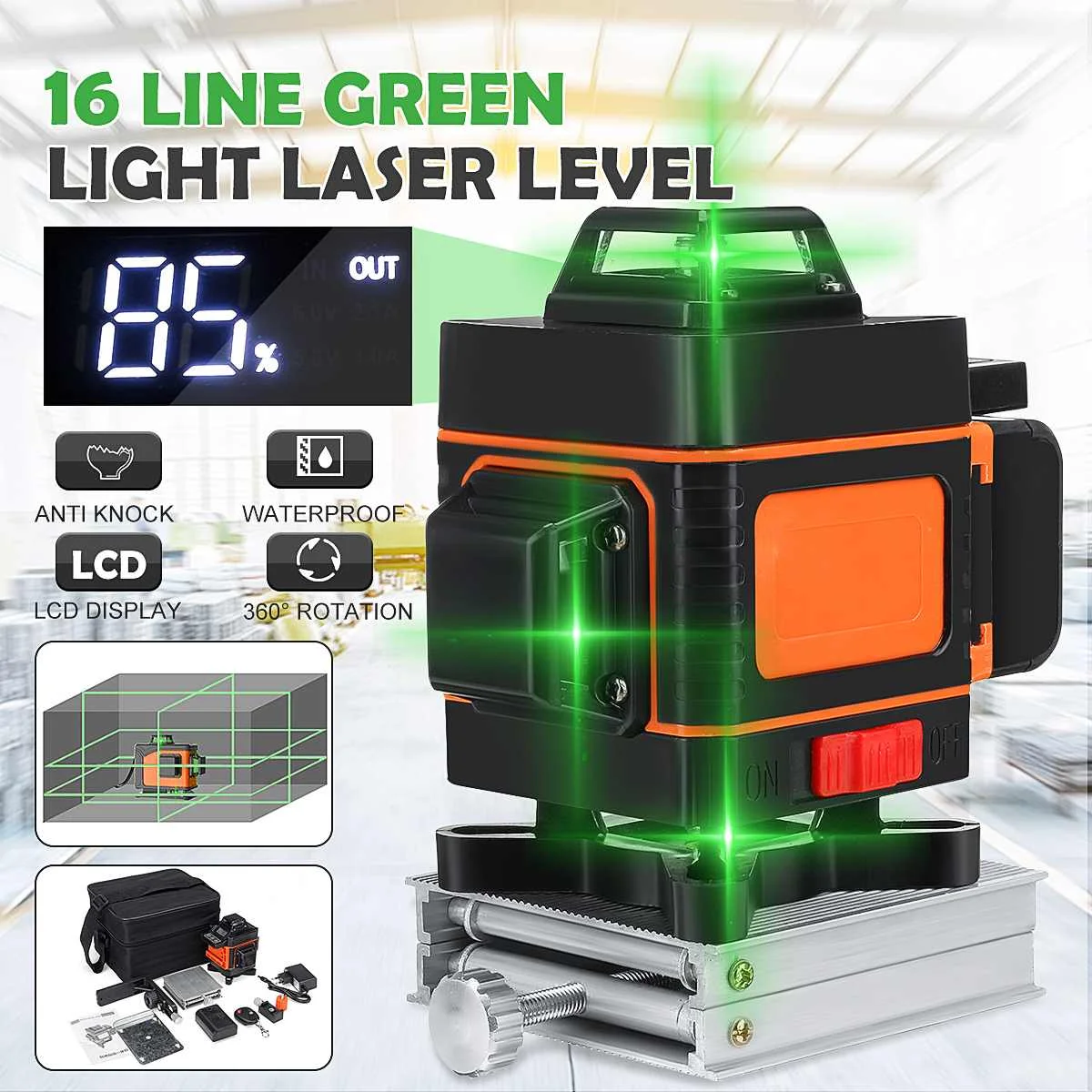 Laser Level 16 Lines Green Line 4d Self Leveling  Remote Control Support  Receiver - Laser Levels - Aliexpress